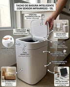 Tacho de basura inteligente con sensor de 13 litros