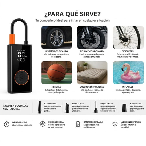 Compresor de aire portátil digital, vista 2